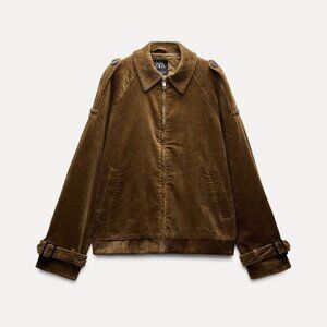ZARA TABBED CORDUROY BOMBER JACKET - NWT